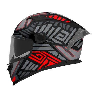 MT SV Zebra Full Face Motorcycle Helmet - Matt Black, Grey & Red  ECE 22.06