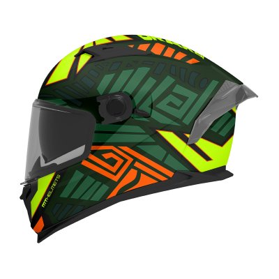 MT SV Zebra Full Face Motorcycle Helmet - Matt Black & Green  ECE 22.06